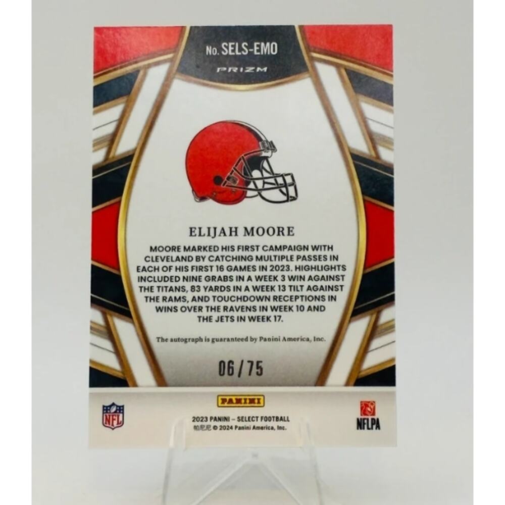 Elijah Moore #SELSEMO - 2023 Panini Select Signatures Red Auto #6/75 Browns - Picture 2 of 3